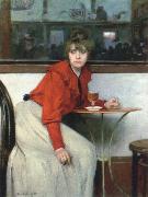 Ramon Casas chica in a bar oil on canvas